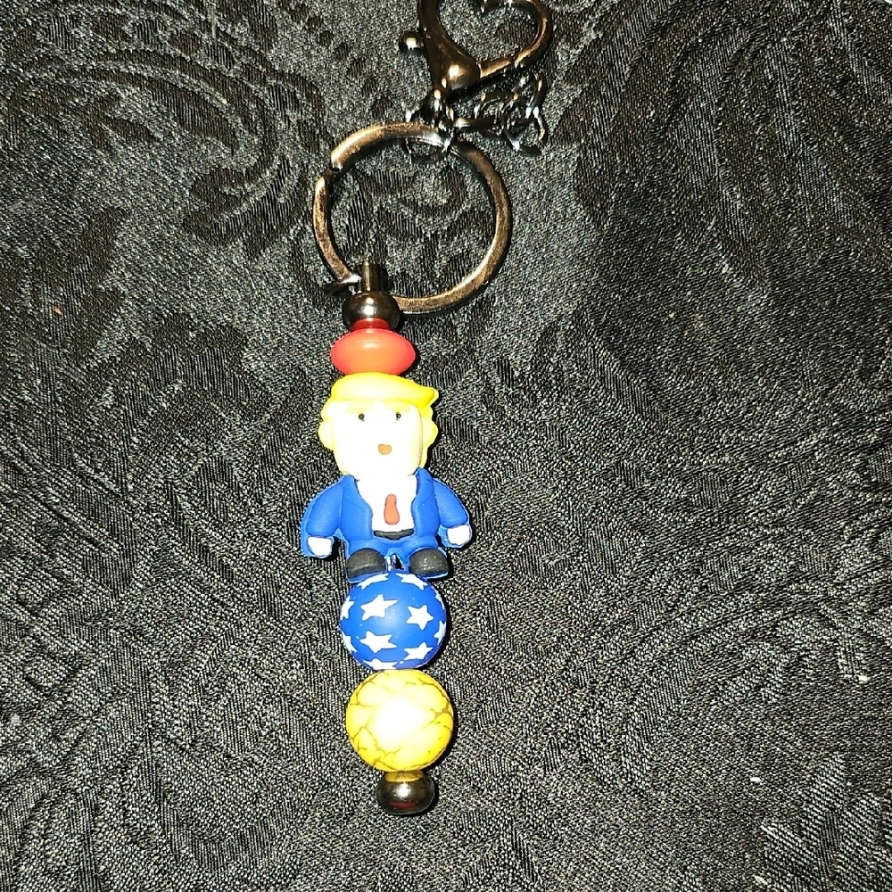 Handmade Colorful Trump Beaded Keychain